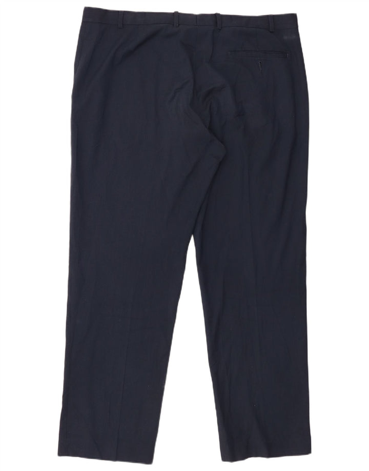 Marks & Spencer Mens Regular Suit Trousers W40 L31 Navy Blue Polyester