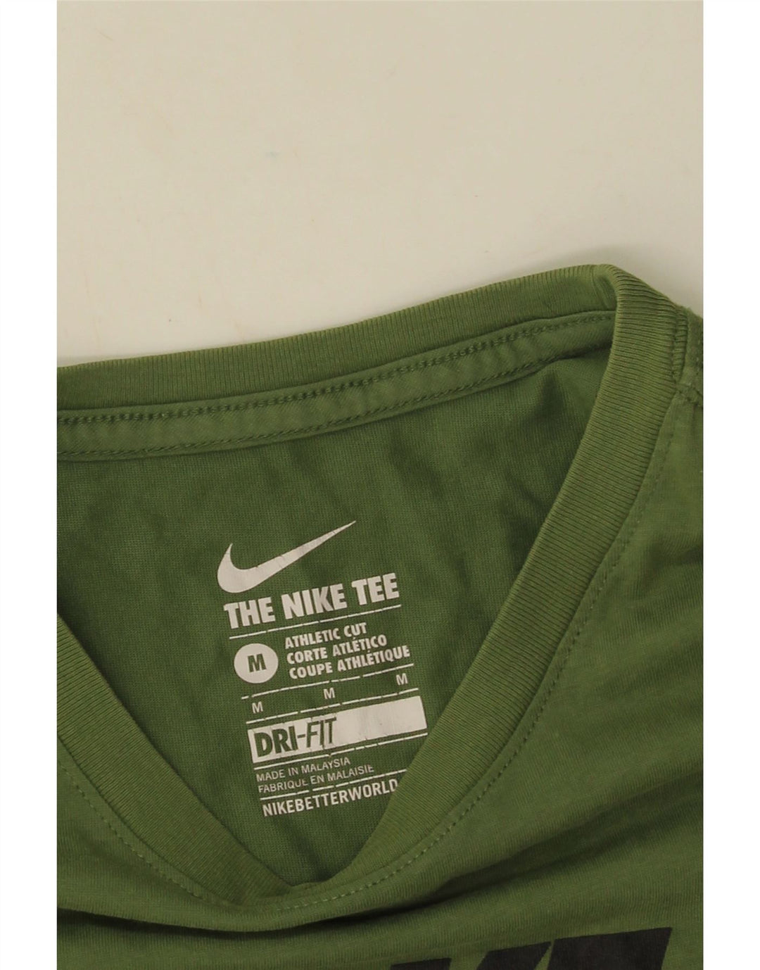 Nike Mens Athletic Cut Graphic T-Shirt Top Medium Green Cotton