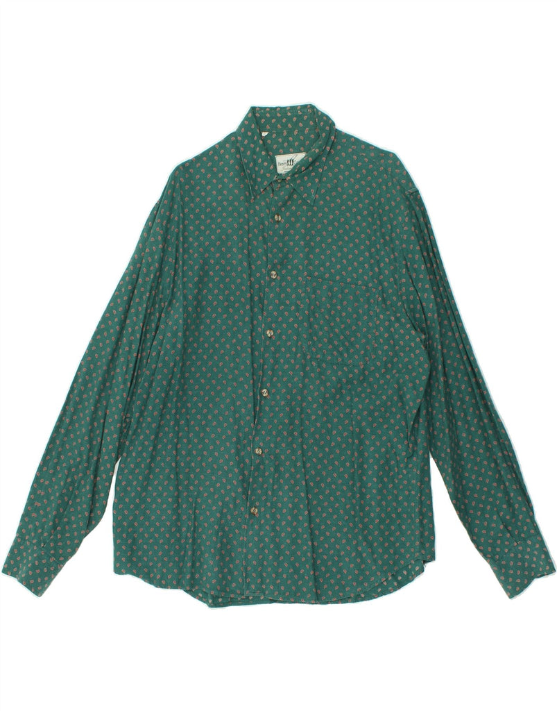 HENRY COTTONS Mens Abstract Pattern Shirt Size 42 Large Green Modal Vintage Henry Cottons and Second-Hand Henry Cottons from Messina Hembry 