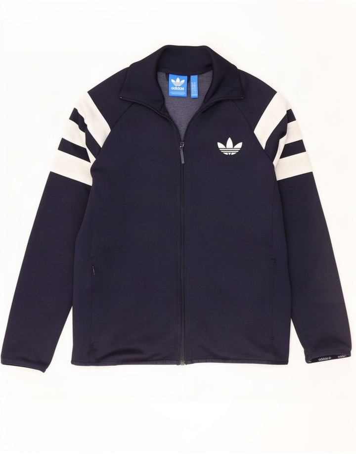 Adidas Mens Graphic Tracksuit Top Jacket Medium Navy Blue Colourblock