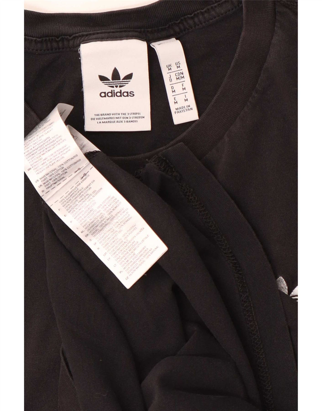 Adidas Mens T-Shirt Top Medium Black Cotton