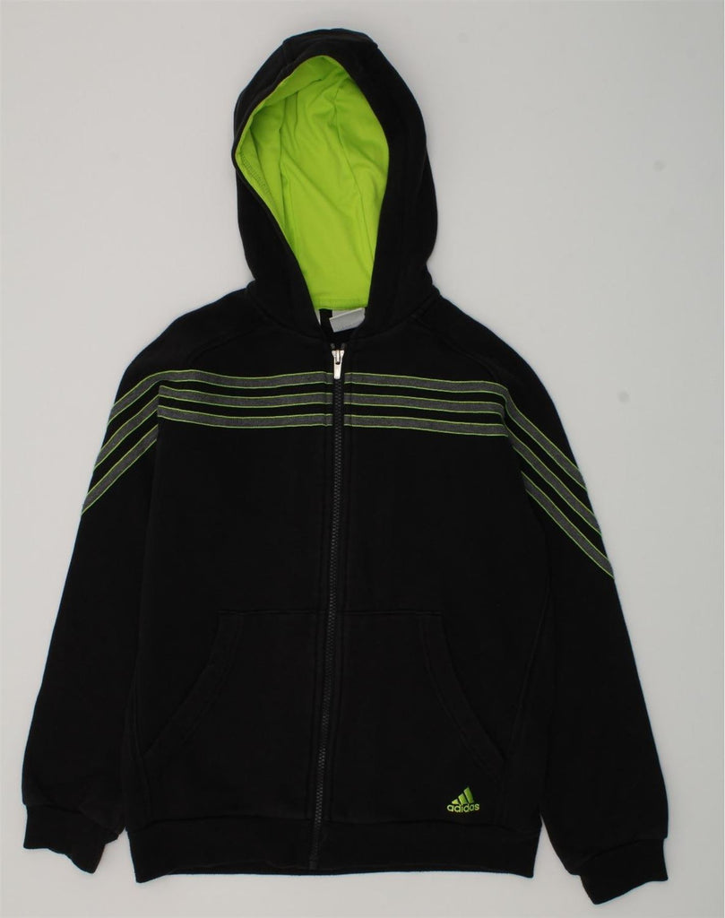 ADIDAS Boys Zip Hoodie Sweater 11-12 Years Black Cotton | Vintage Adidas | Thrift | Second-Hand Adidas | Used Clothing | Messina Hembry 