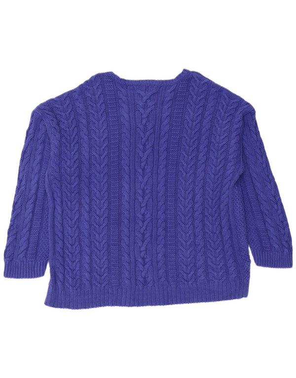 RALPH LAUREN Womens Boat Neck Jumper Sweater UK 22 3XL Blue Cotton