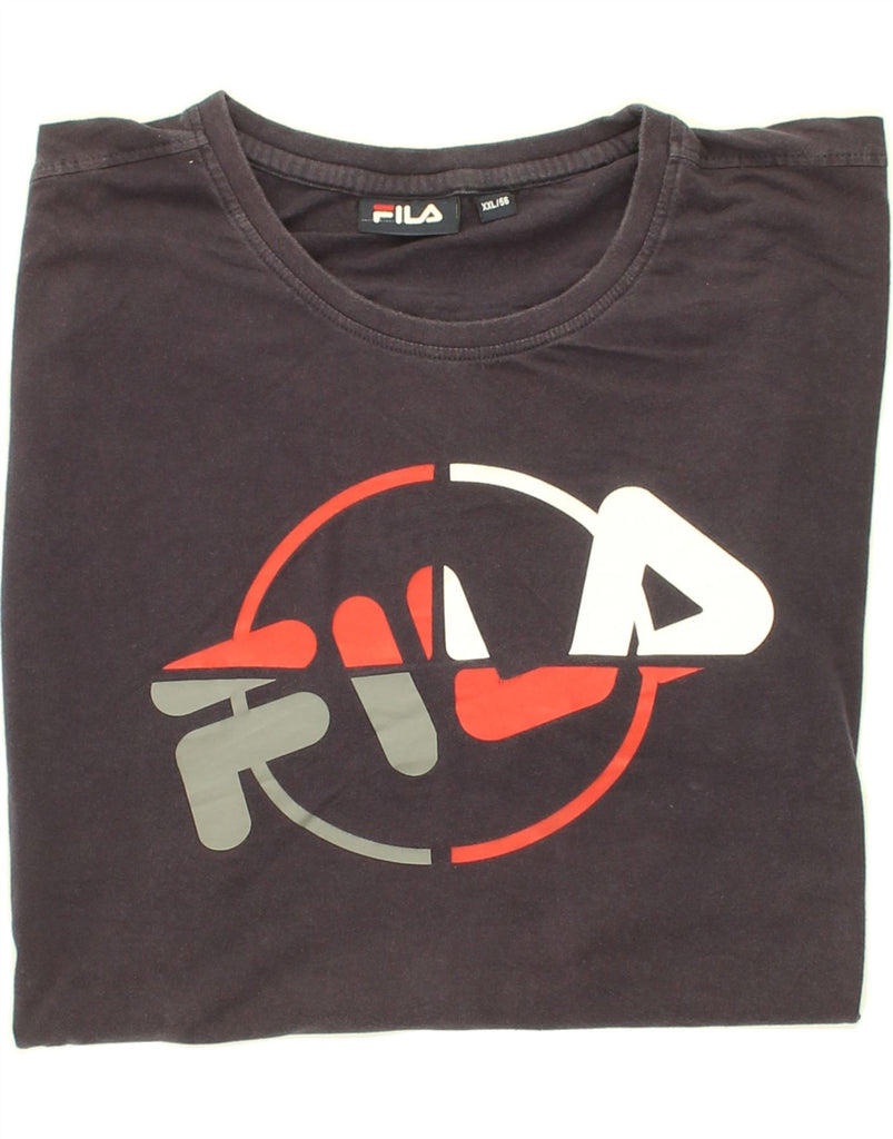 FILA Mens Graphic T-Shirt Top 2XL Navy Blue | Vintage Fila | Thrift | Second-Hand Fila | Used Clothing | Messina Hembry 