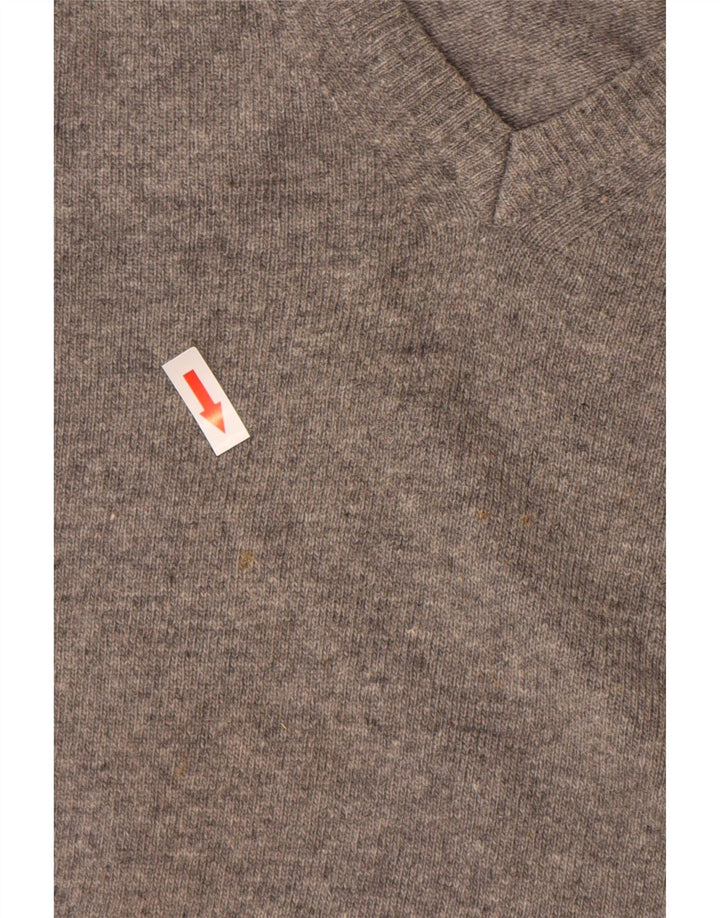 Conte of Florence Mens V-Neck Jumper Sweater Medium Grey Wool