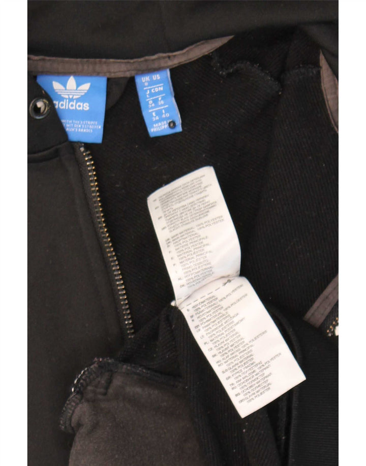 Adidas Womens Zip Hoodie Sweater UK 8 Small Black Polyester