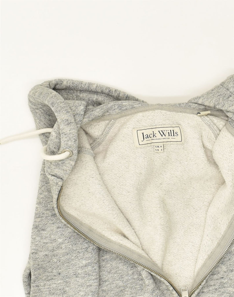 JACK WILLS Womens Zip Hoodie Sweater UK 8 Small Grey Cotton | Vintage Jack Wills | Thrift | Second-Hand Jack Wills | Used Clothing | Messina Hembry 