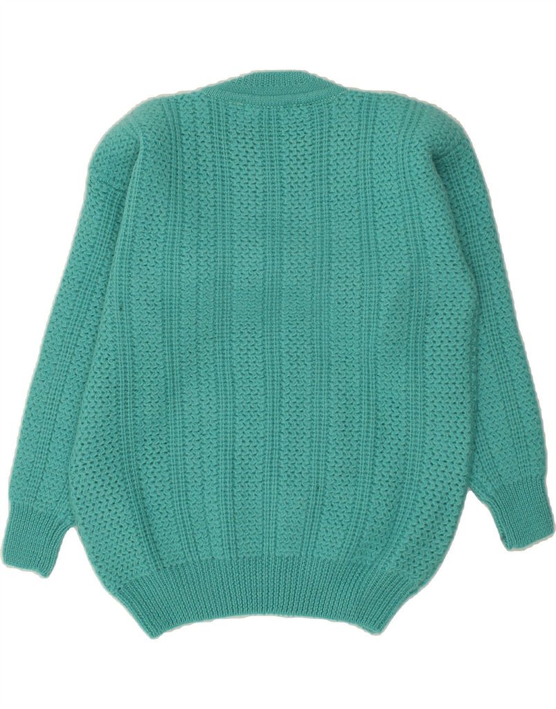 VINTAGE Mens Crew Neck Jumper Sweater Medium Turquoise Wool | Vintage Vintage | Thrift | Second-Hand Vintage | Used Clothing | Messina Hembry 