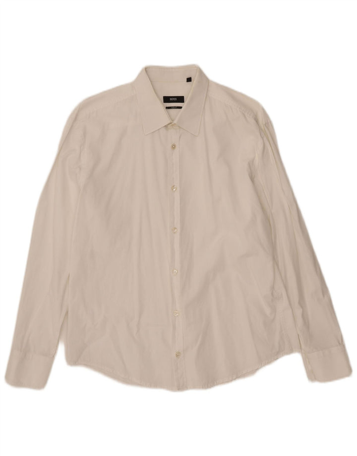 Hugo Boss Mens Slim Fit Shirt Large White