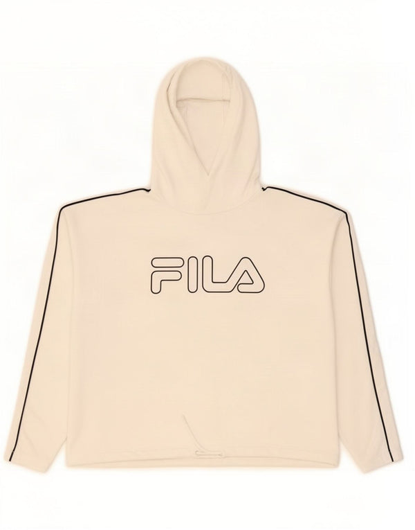 Fila Womens Graphic Oversized Hoodie Jumper UK 10 Small White