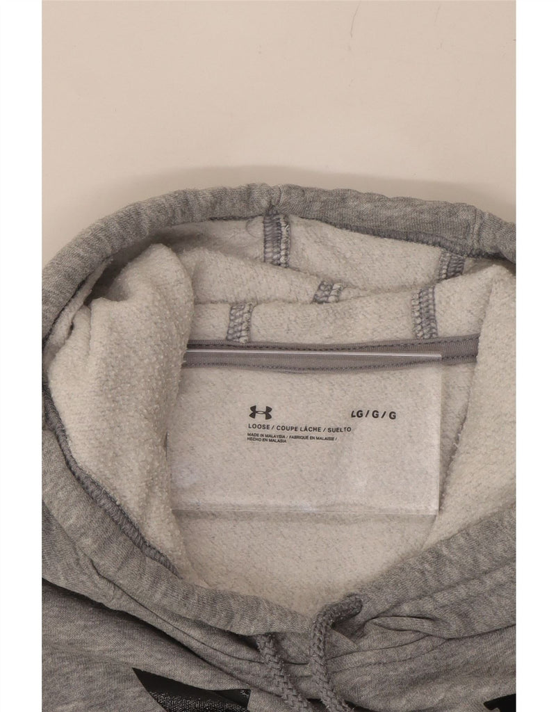 UNDER ARMOUR Womens Loose Fit Graphic Hoodie Jumper UK 16 Large Grey Vintage Under Armour and Second-Hand Under Armour from Messina Hembry 