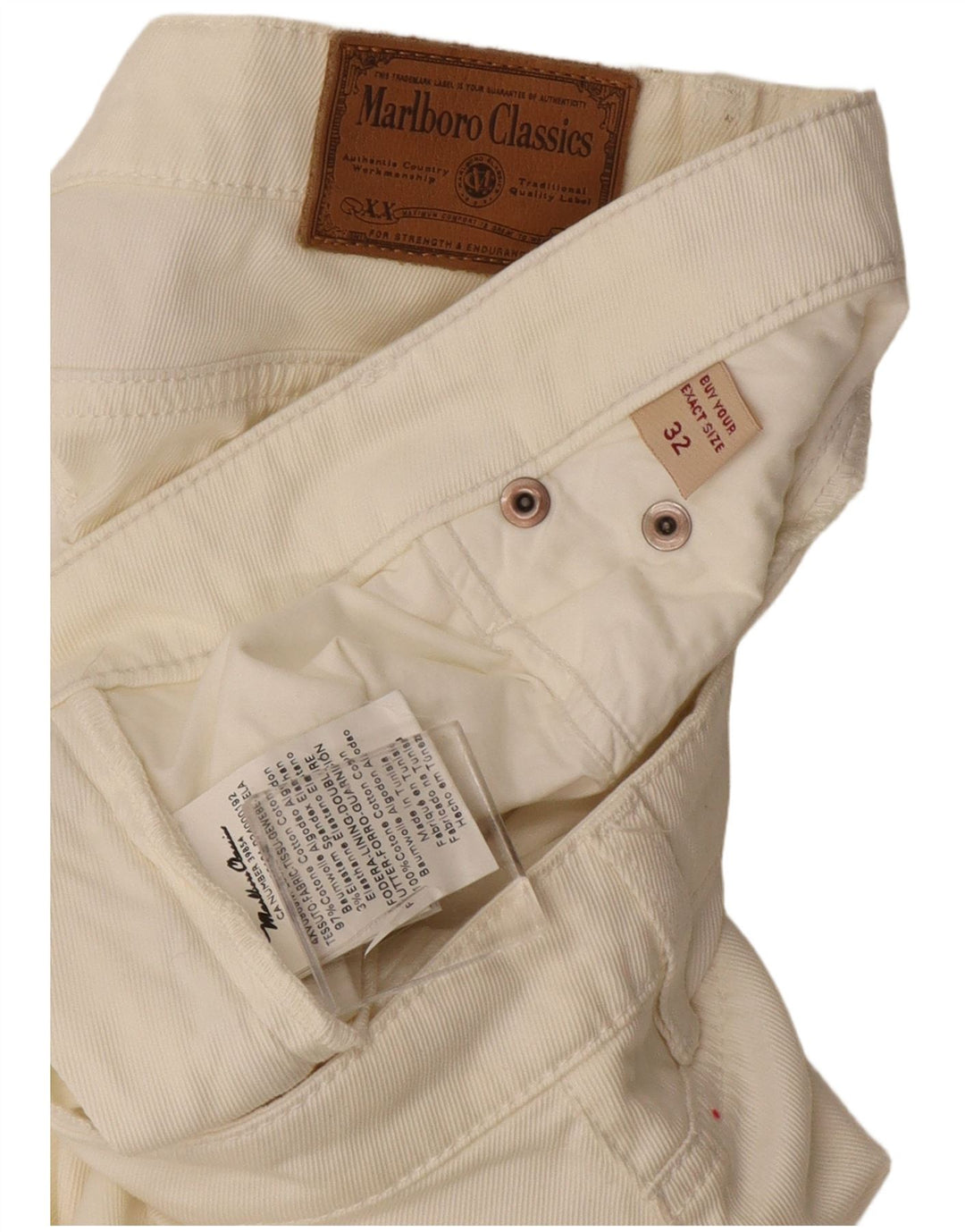 Marlboro Classics Womens Straight Casual Trousers W32 L33 Off White Cotton