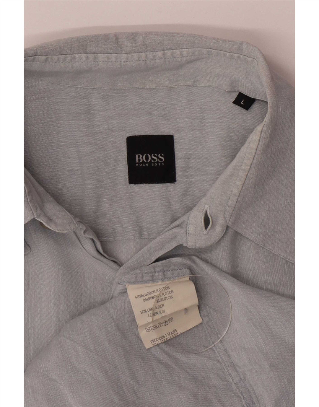 Hugo Boss Mens Regular Fit Shirt Large Blue Cotton