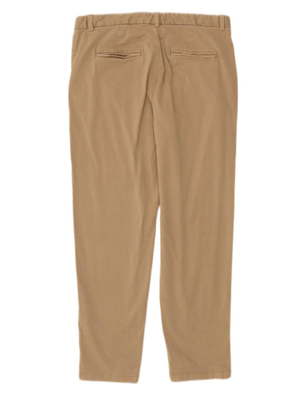 Marks & Spencer Womens Slim Chino Trousers UK 14 Large W34 L29 Beige Cotton