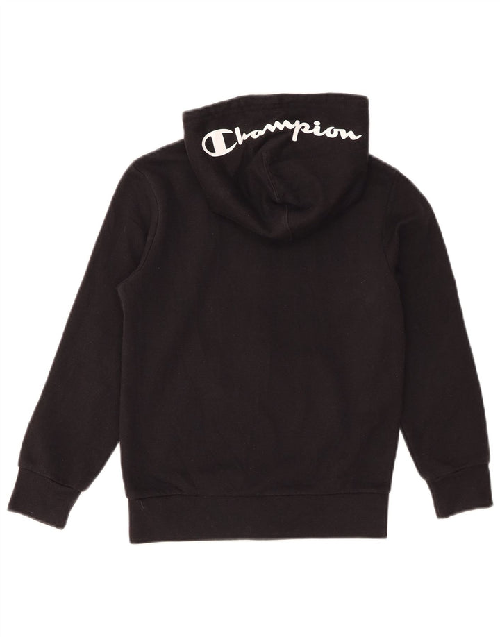 Champion Boys Graphic Zip Hoodie Sweater 7-8 Years Small  Black