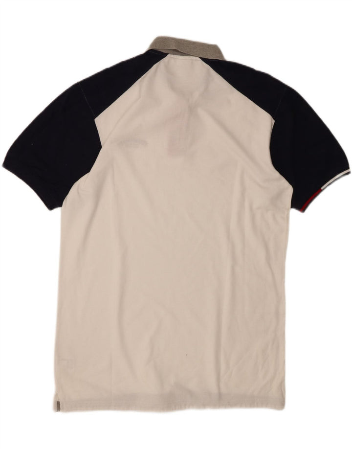 TOMMY HILFIGER Mens Polo Shirt Large White Colourblock Cotton Vintage Tommy Hilfiger and Second-Hand Tommy Hilfiger from Messina Hembry 
