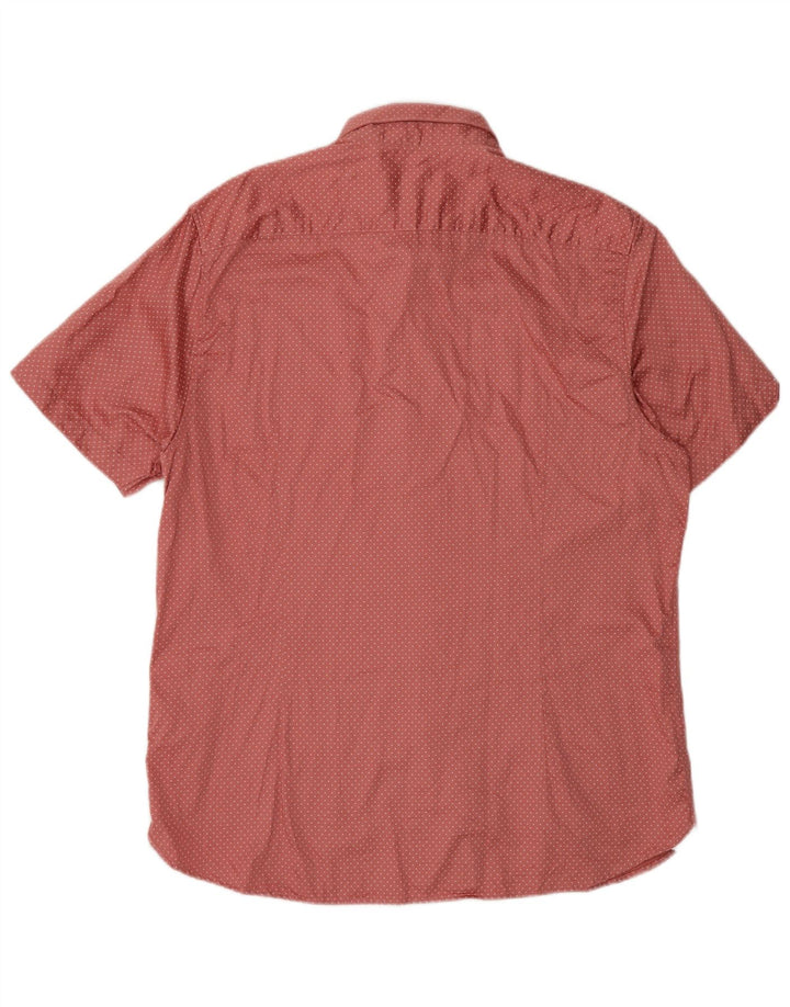 Ted Baker Mens Short Sleeve Shirt Size 5 XL Pink Spotted Cotton