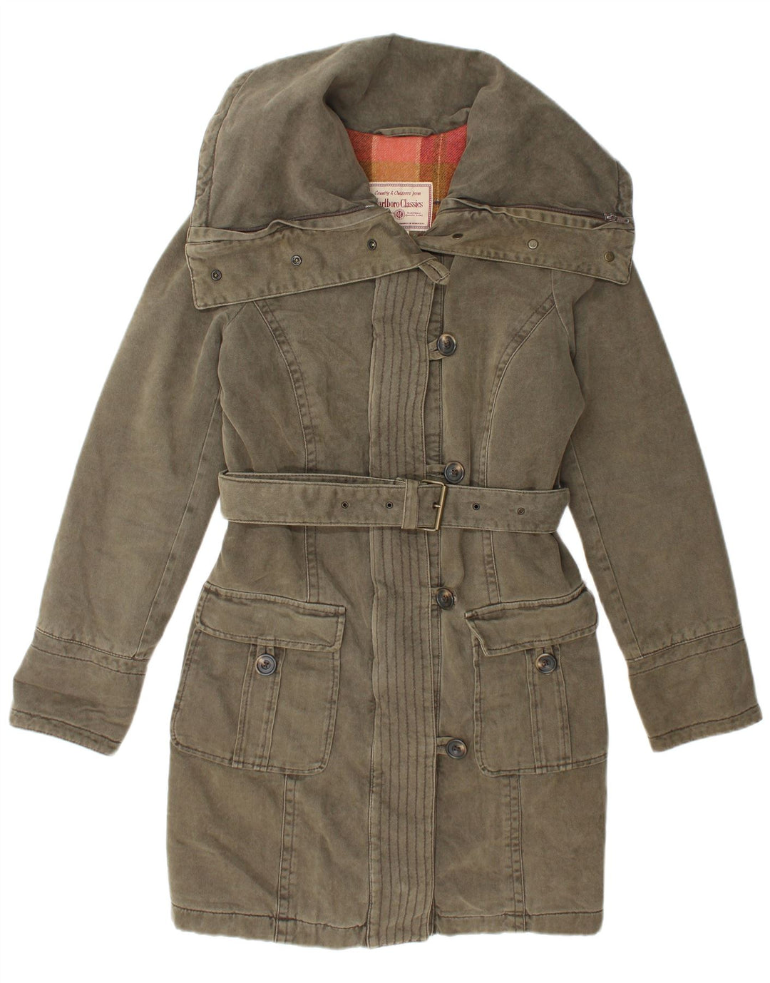 Marlboro Classics Womens Windbreaker Coat UK 12 Medium Green Cotton