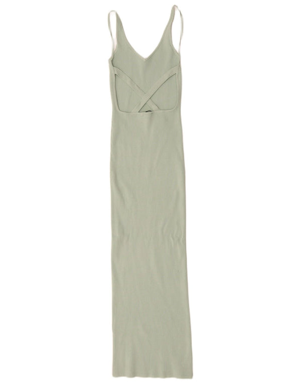 Zara Womens Maxi Bodycon Dress UK 8 Small Green Viscose