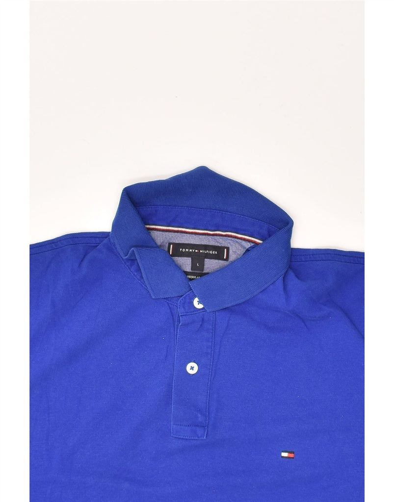 TOMMY HILFIGER Mens Regular Polo Shirt Large Blue Cotton | Vintage Tommy Hilfiger | Thrift | Second-Hand Tommy Hilfiger | Used Clothing | Messina Hembry 