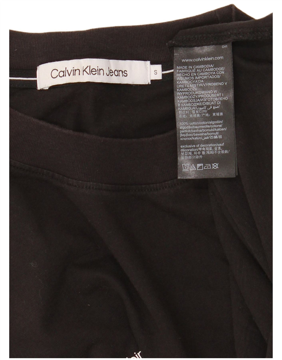 Calvin Klein Jeans Mens Graphic Top Long Sleeve Small Black Cotton