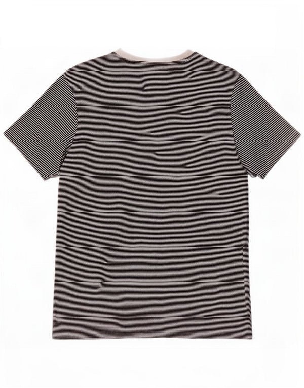 Crew Clothing Mens T-Shirt Top Large Navy Blue Pinstripe Cotton