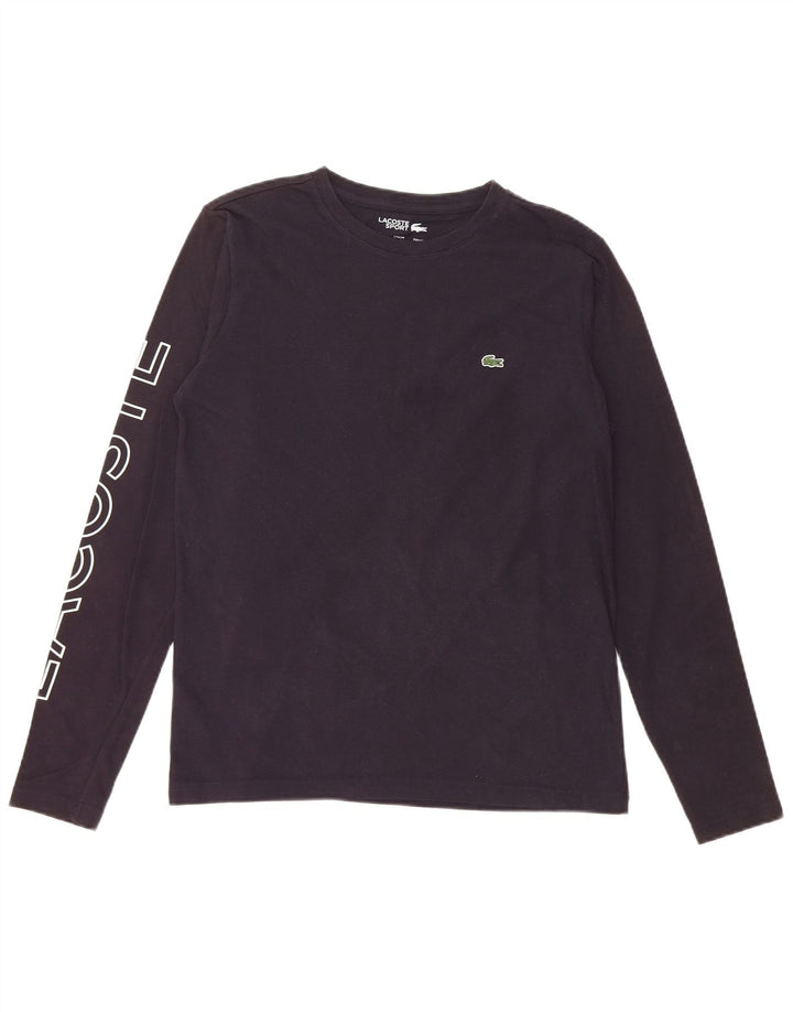 LACOSTE Boys Graphic Top Long Sleeve 15-16 Years Navy Blue Cotton