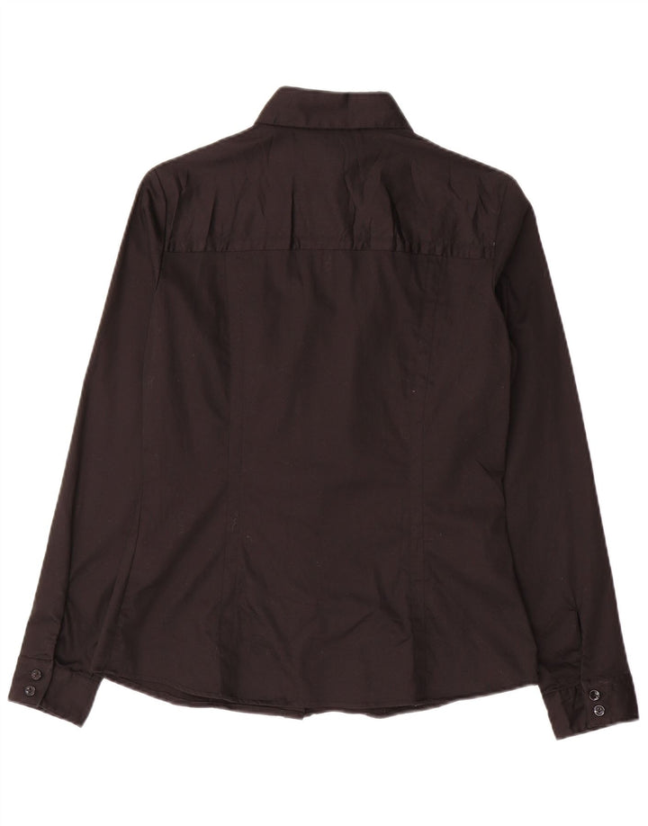 Trussardi Jeans Womens Shirt UK 12 Medium Black Cotton