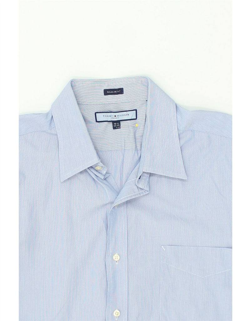 TOMMY HILFIGER Mens Regular Fit Shirt Size 16 1/2 Large Blue Cotton | Vintage Tommy Hilfiger | Thrift | Second-Hand Tommy Hilfiger | Used Clothing | Messina Hembry 