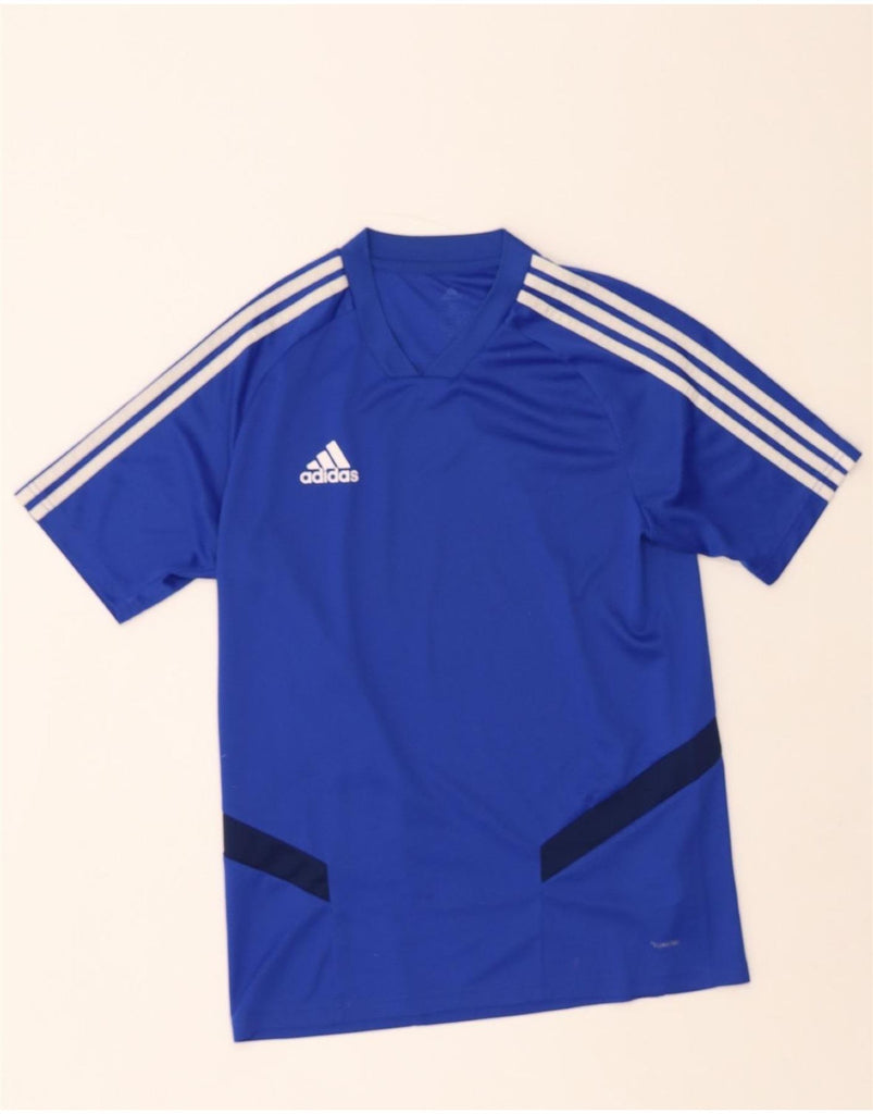 ADIDAS Mens Climacool T-Shirt Top Small Blue Colourblock Polyester Vintage Adidas and Second-Hand Adidas from Messina Hembry 