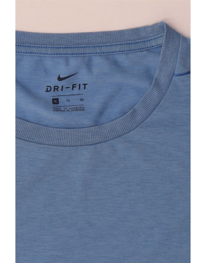 Nike Mens Dri Fit T-Shirt Top XL Blue Polyester