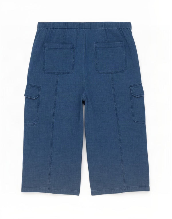 Marks & Spencer Womens High Waist Cropped Trousers UK 20 2XL W40 L24 Blue