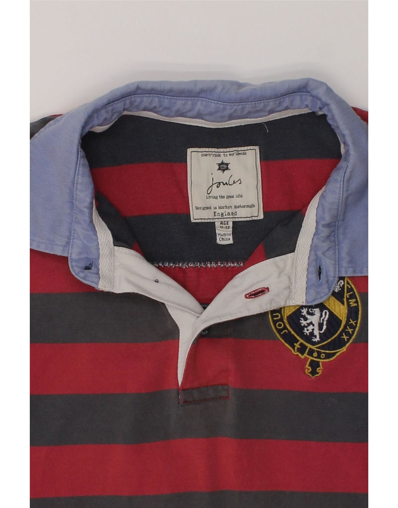 JOULES Boys Polo Shirt 11-12 Years Red Striped Cotton | Vintage Joules | Thrift | Second-Hand Joules | Used Clothing | Messina Hembry 