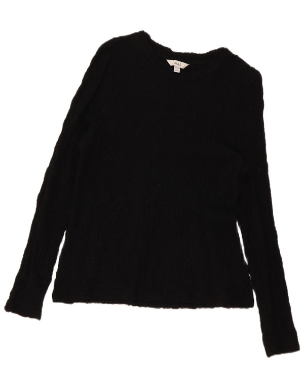 Marks & Spencer Womens Boat Neck Jumper Sweater UK 18 XL Black Cotton