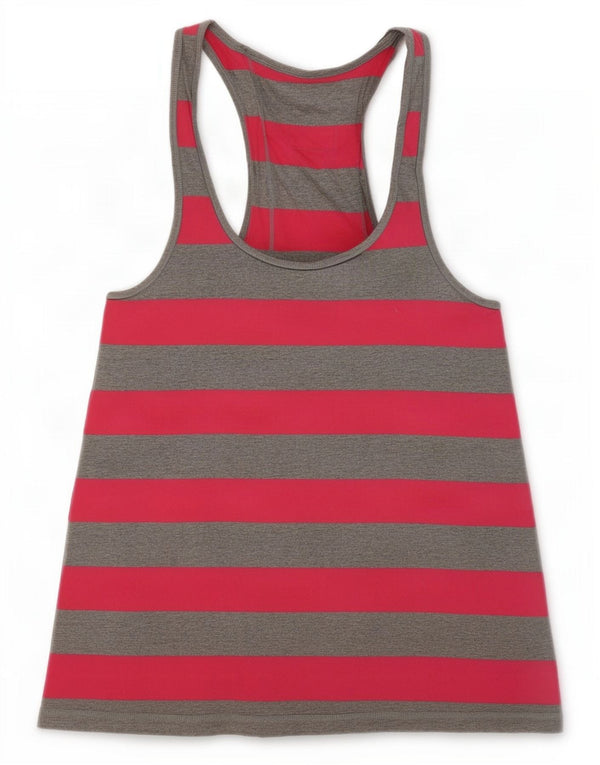 Jack Wills Womens Graphic Vest Top UK 8 Small Grey Striped Cotton