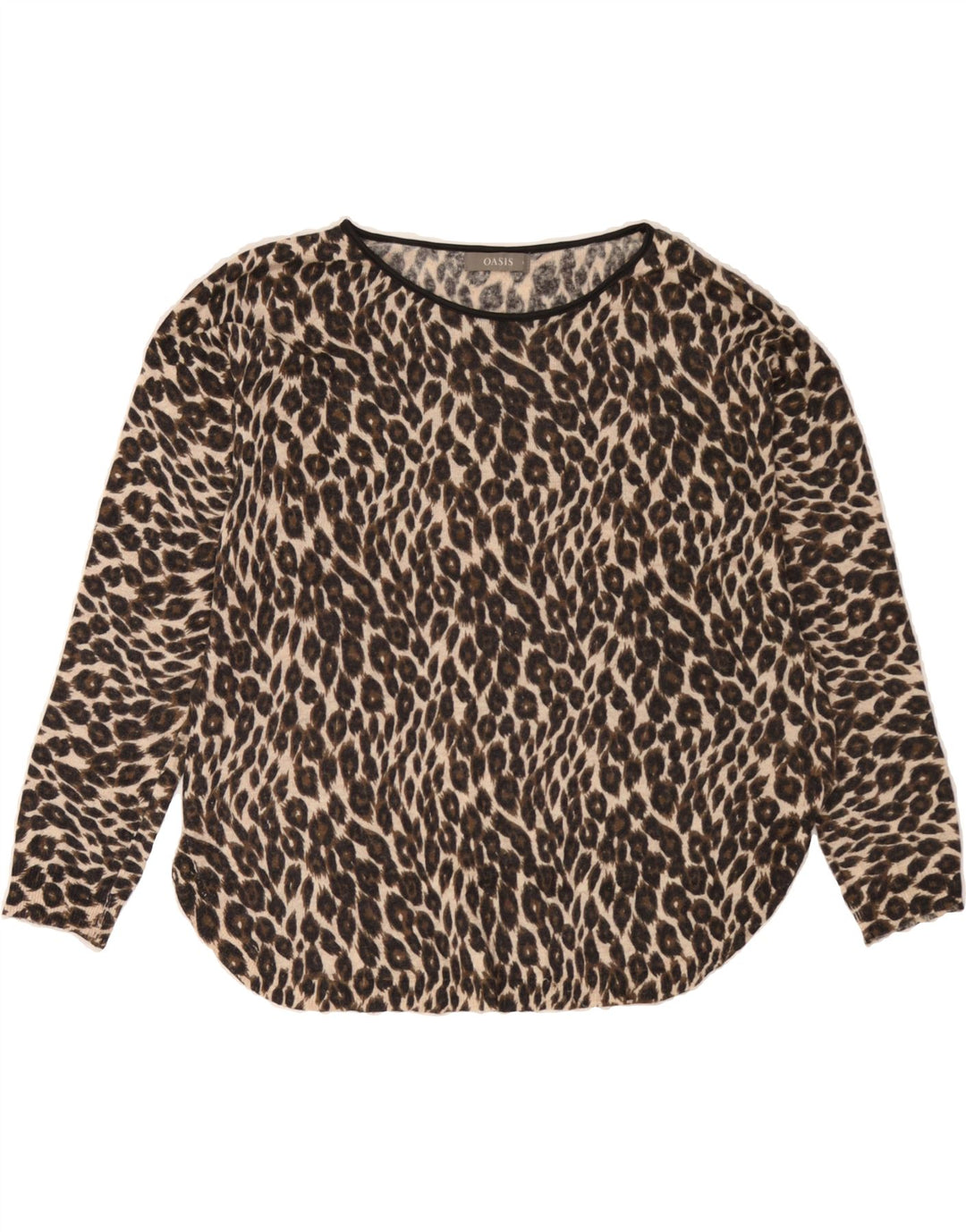 OASIS Womens Oversized Top Long Sleeve UK 16 Large Beige Animal Print Vintage Oasis and Second-Hand Oasis from Messina Hembry 