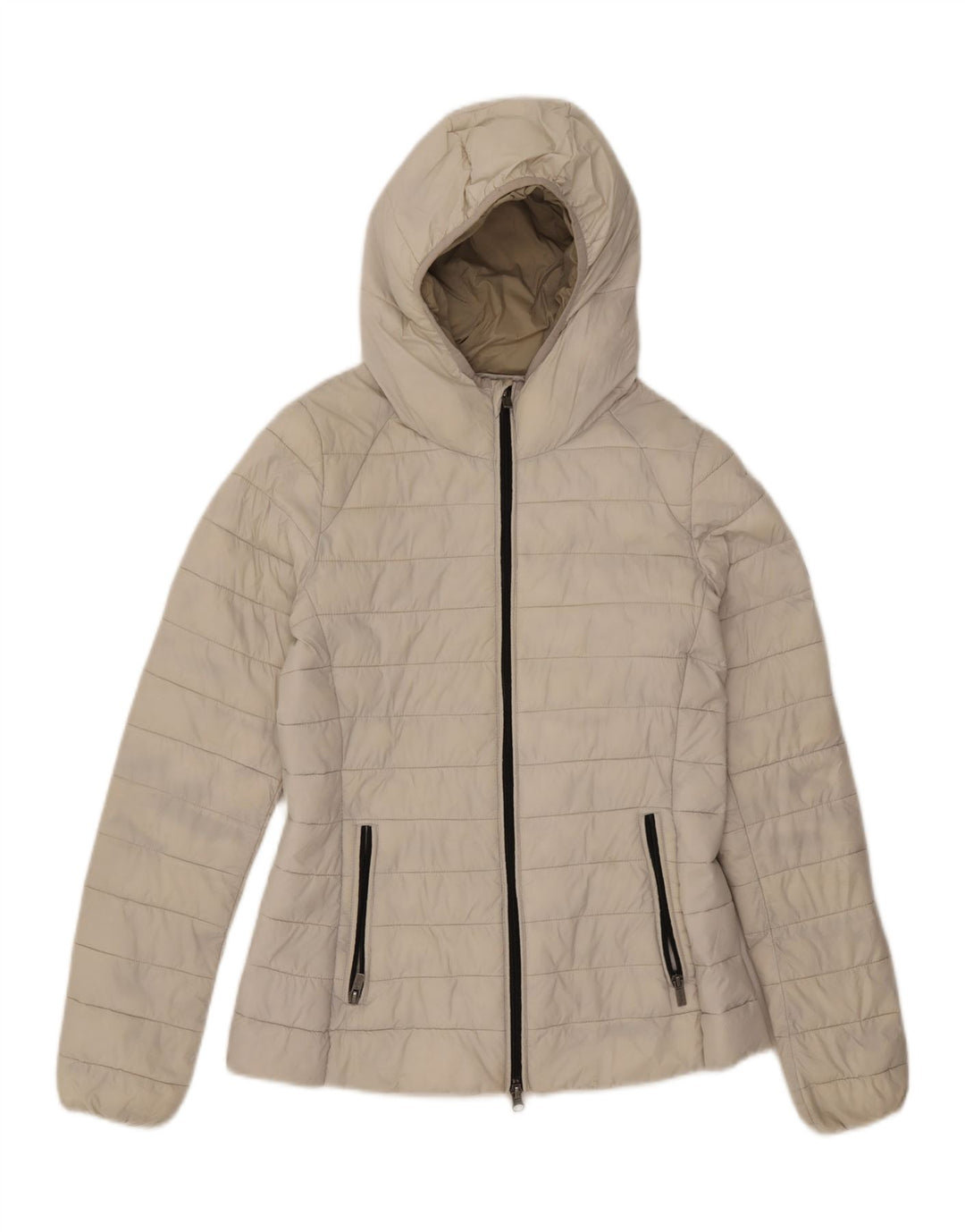 REFRIGUE Womens Hooded Padded Jacket UK 6 XS Grey Vintage Refrigue and Second-Hand Refrigue from Messina Hembry 