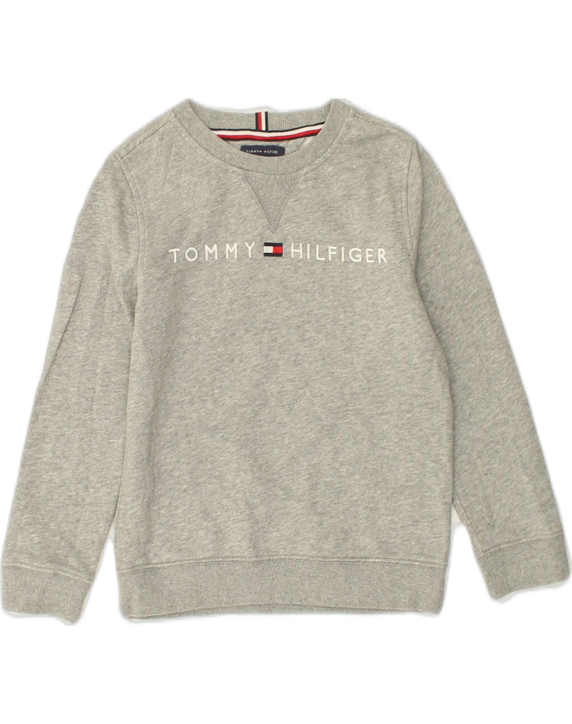 TOMMY HILFIGER Girls Graphic Sweatshirt Jumper 6-7 Years Small  Grey | Vintage Tommy Hilfiger | Thrift | Second-Hand Tommy Hilfiger | Used Clothing | Messina Hembry 