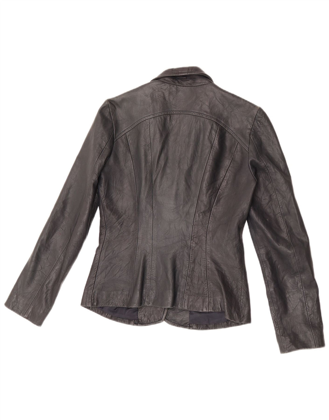 Vintage Womens 2 Button Leather Blazer Jacket IT 44 Medium Black Leather