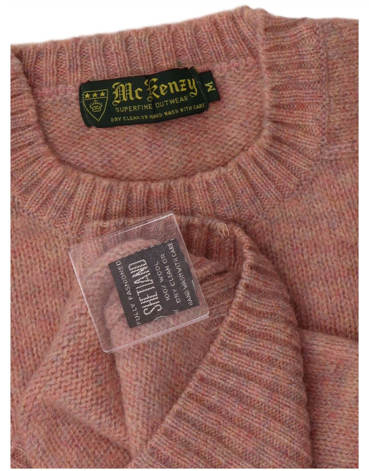 MC Kenzy Mens Crew Neck Jumper Sweater Medium Pink Wool
