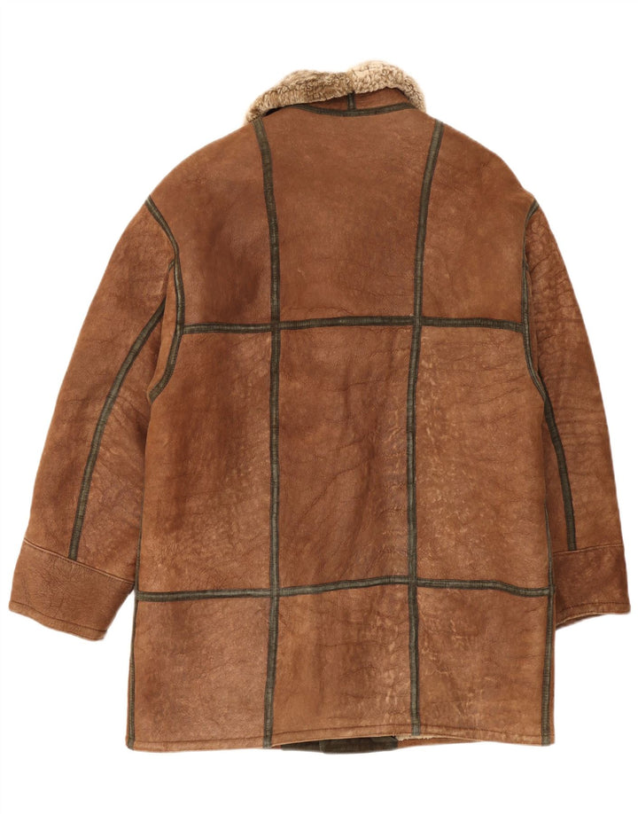 Christ Mens Shearling Jacket IT 48 Medium Brown Leather