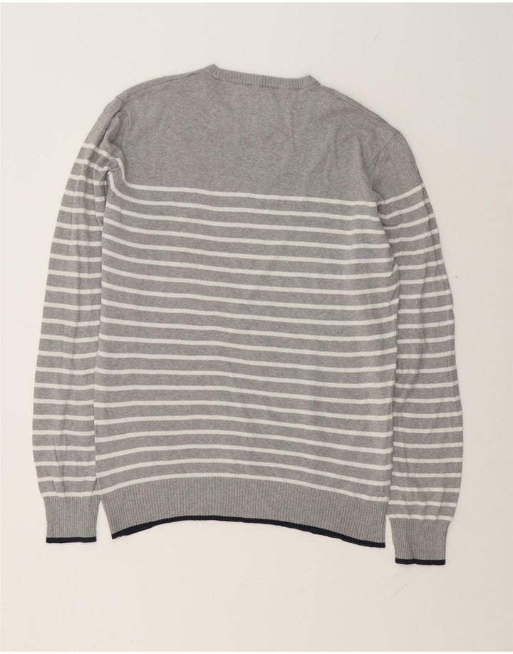 PEPE Jeans Mens Crew Neck Jumper Sweater Small Grey Striped