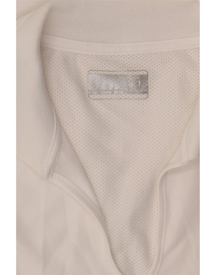 SERGIO TACCHINI Womens Polo Shirt UK 12 Medium White Colourblock