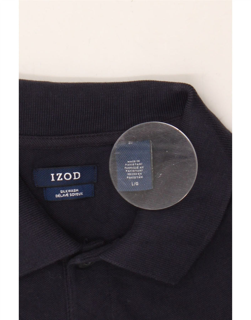 IZOD Mens Polo Shirt Large Navy Blue Cotton Vintage Izod and Second-Hand Izod from Messina Hembry 