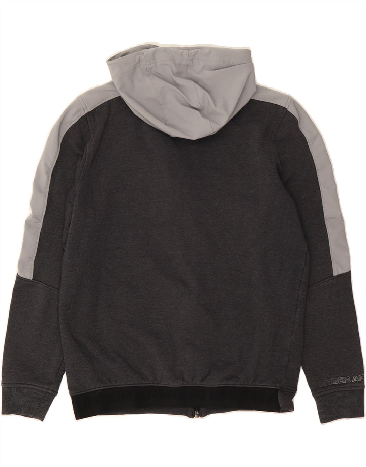 UNDER ARMOUR Mens Zip Hoodie Sweater Small Grey Colourblock Cotton Vintage Under Armour and Second-Hand Under Armour from Messina Hembry 