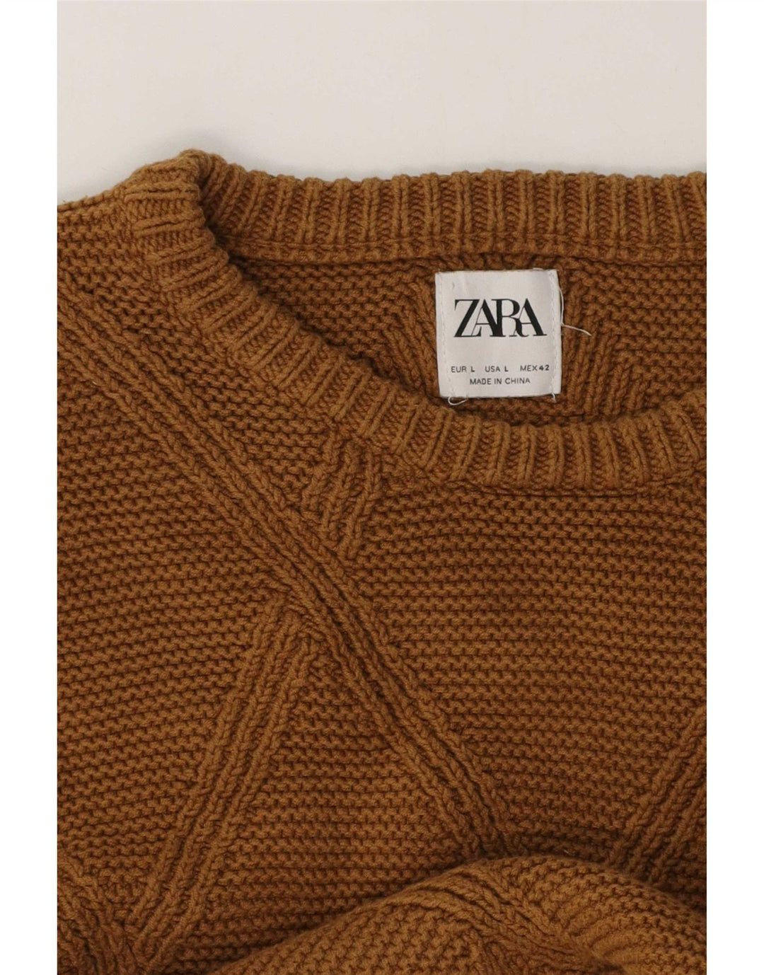 Zara Mens Boat Neck Jumper Sweater Large Brown