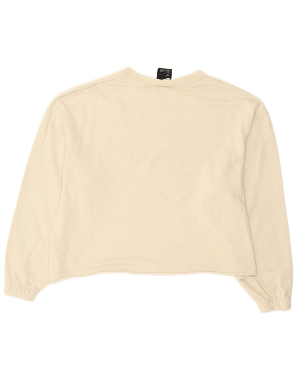 Nike Womens Graphic Oversized Sweatshirt Jumper UK 16 Large Beige Cotton