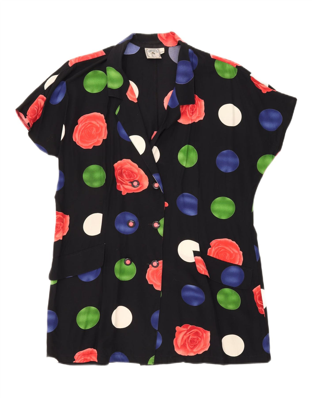 LUIGI Womens Shirt Dress IT 42 Medium Black Floral Viscose Vintage Luigi and Second-Hand Luigi from Messina Hembry 