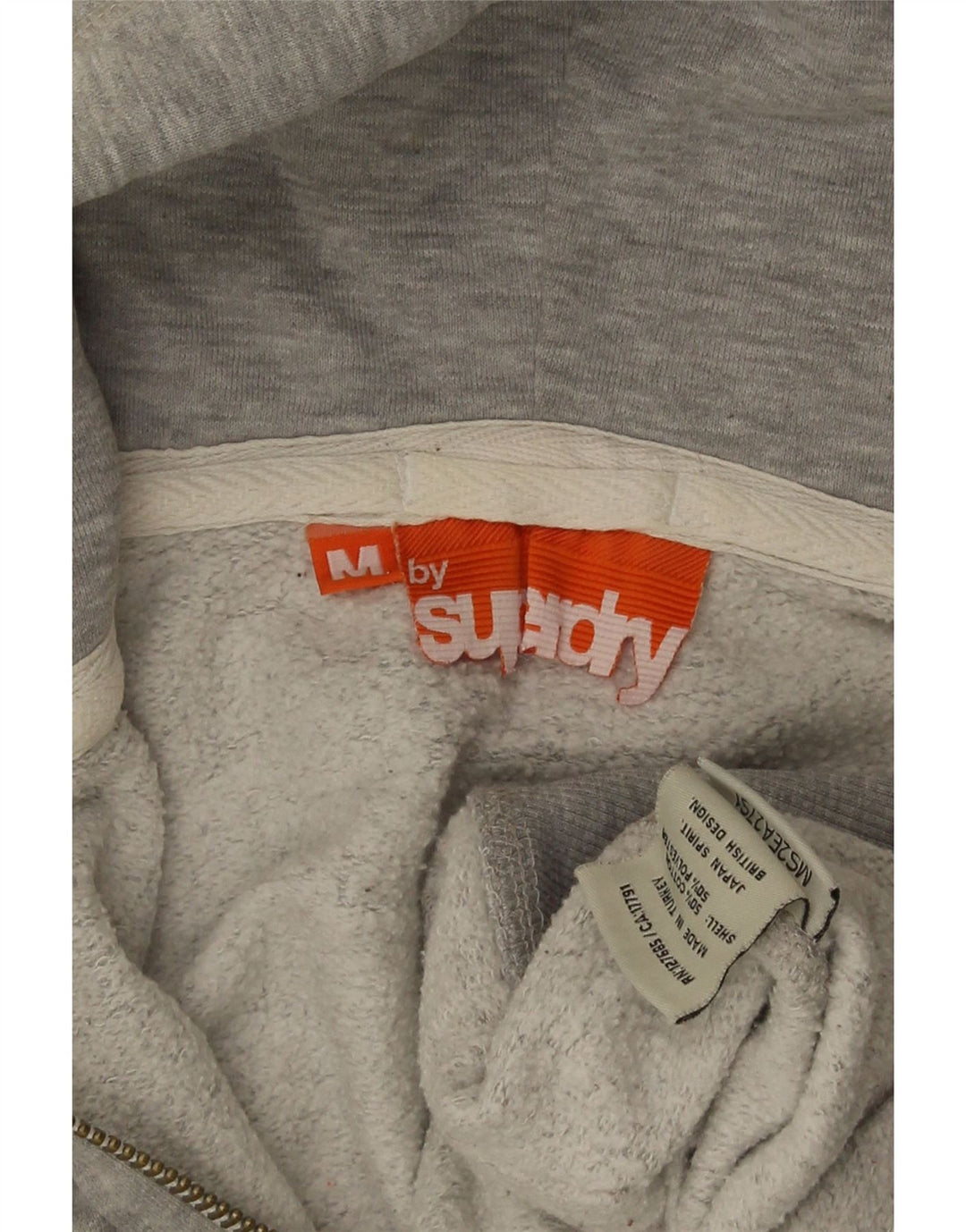 Superdry Mens Zip Hoodie Sweater Medium Grey Flecked Cotton