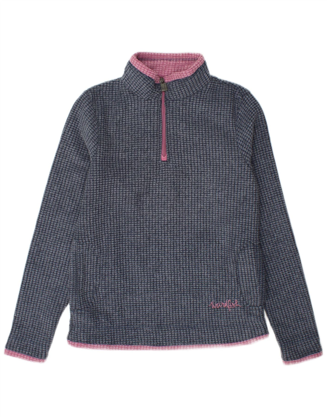 Weird Fish Womens Zip Neck Fleece Jumper UK 8 Small Blue Polyester